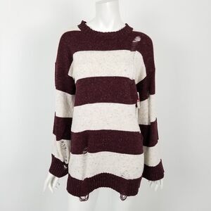 NWT Abound Striped Distressed Sweater Small